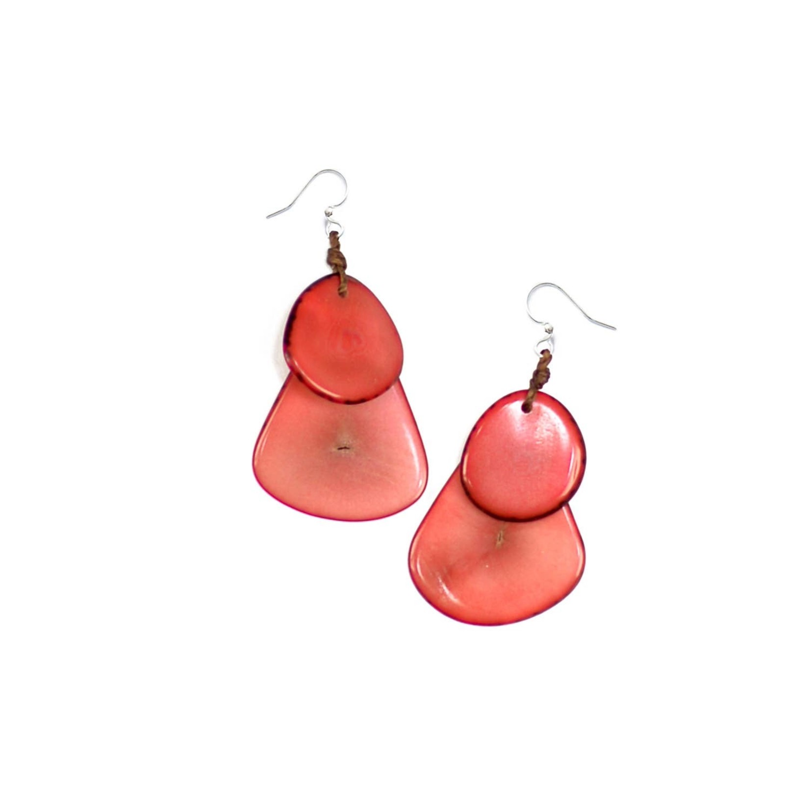 Organic Tagua Jewelry Fiesta Tagua Earrings in Poppy Coral