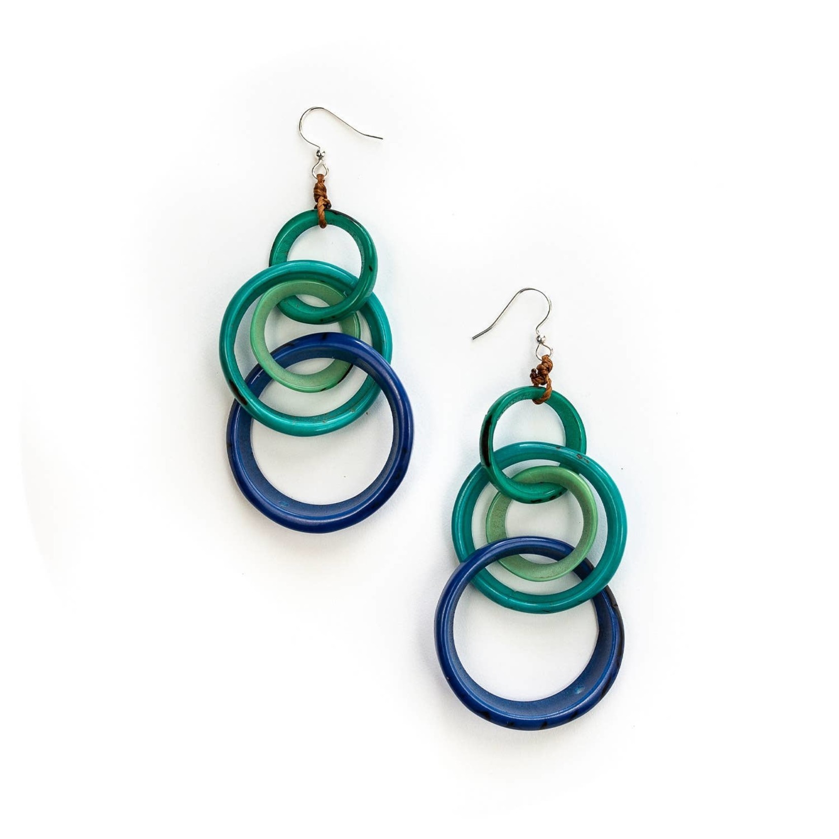 Organic Tagua Jewelry Yazmine Multi Loop Tagua Earrings in Royal Blue Combo
