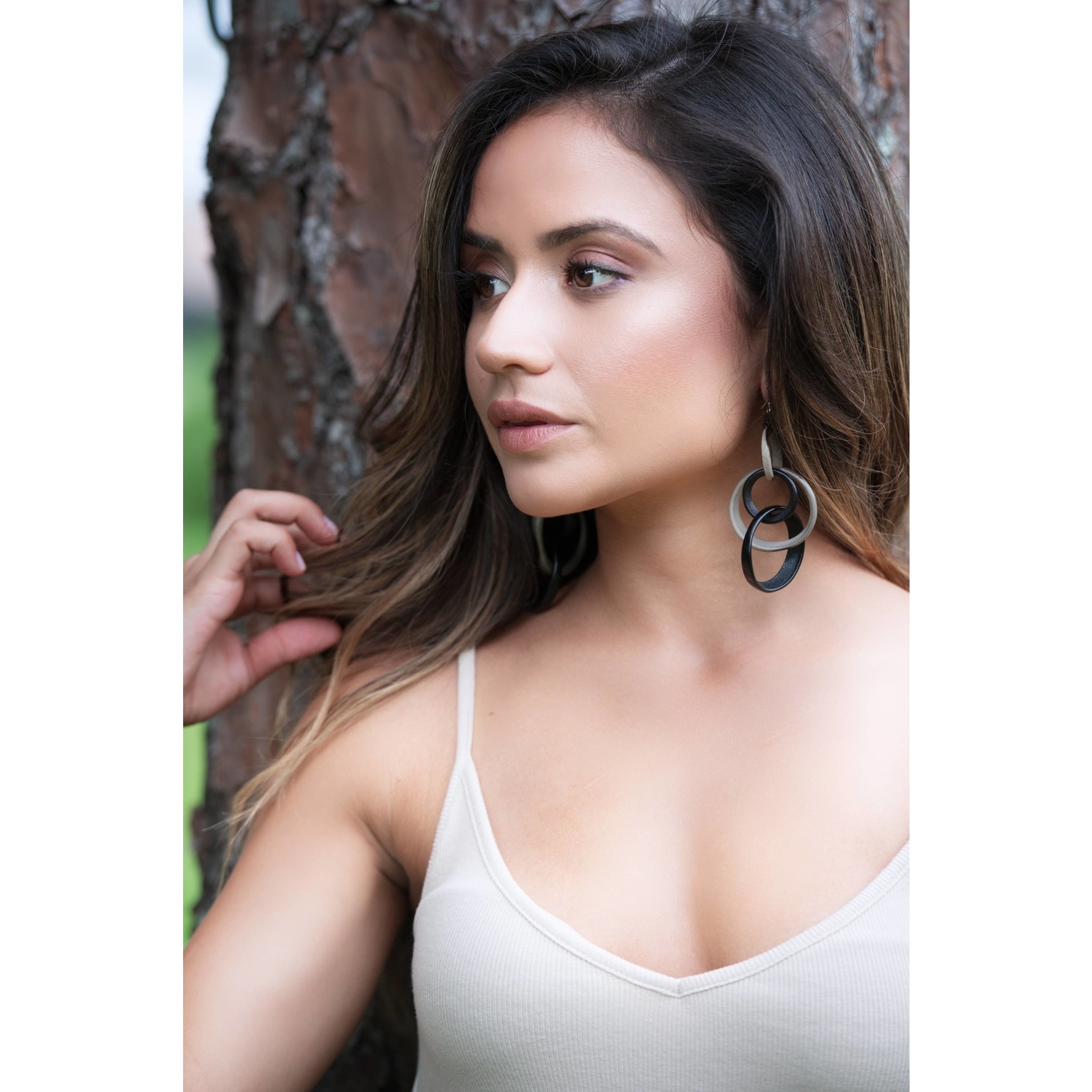 Organic Tagua Jewelry Yazmine Multi Loop Tagua Earrings in Onyx Combo