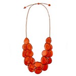 Organic Tagua Jewelry Amigas Tagua Discs Necklace in Poppy Coral