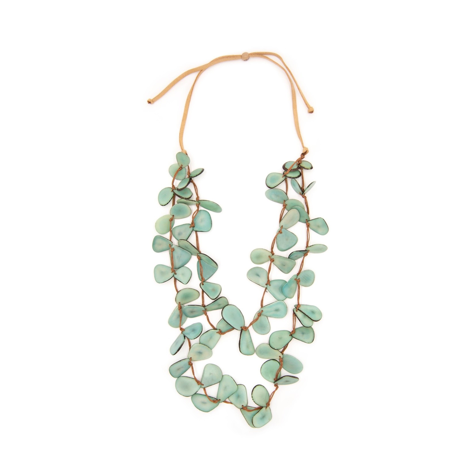 Organic Tagua Jewelry Cielo 2 Layer Long Tagua Necklace in Celeste