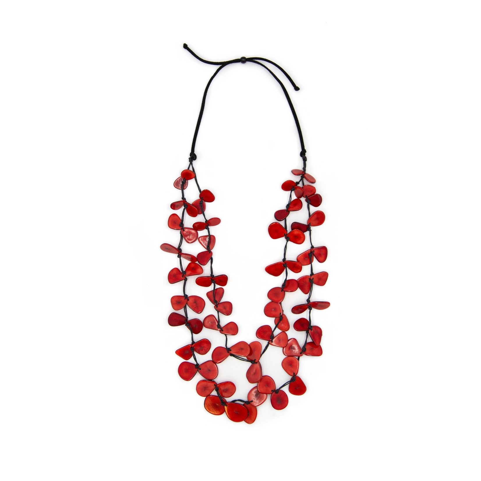 Organic Tagua Jewelry Cielo 2 Layer Long Tagua Necklace in Red