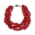 Organic Tagua Jewelry Semilla Tagua Necklace in Poppy Coral