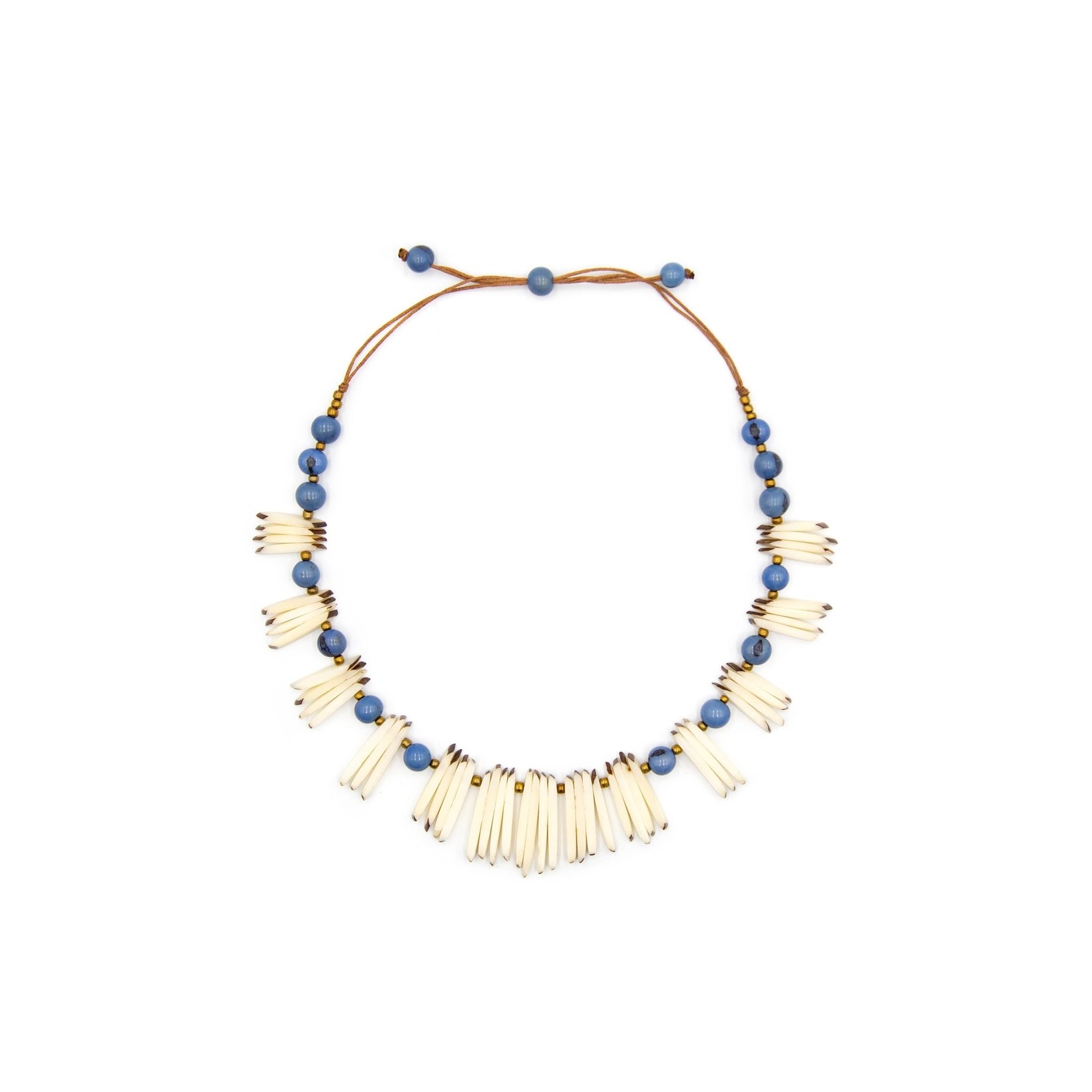 Organic Tagua Jewelry Carol Tagua Necklace in Ivory/Biscayne Bay