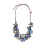 Organic Tagua Jewelry Mariposa Tagua Discs Necklace in Biscayne Blue/Charc