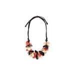 Organic Tagua Jewelry Mariposa Tagua Discs Necklace in Poppy Coral/Onyx/Ivory