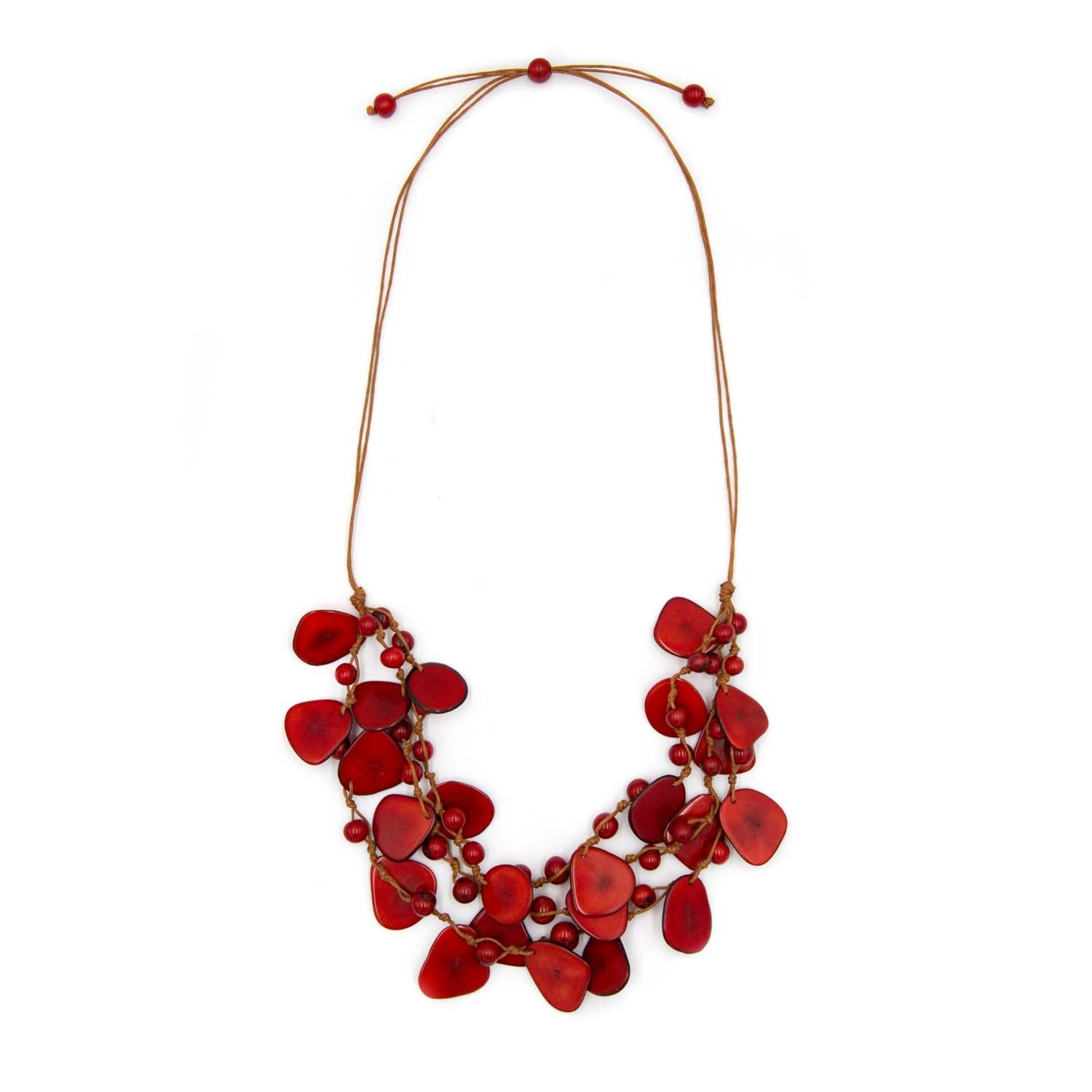 Organic Tagua Jewelry Marcela Tagua 3 Layer Necklace in Red