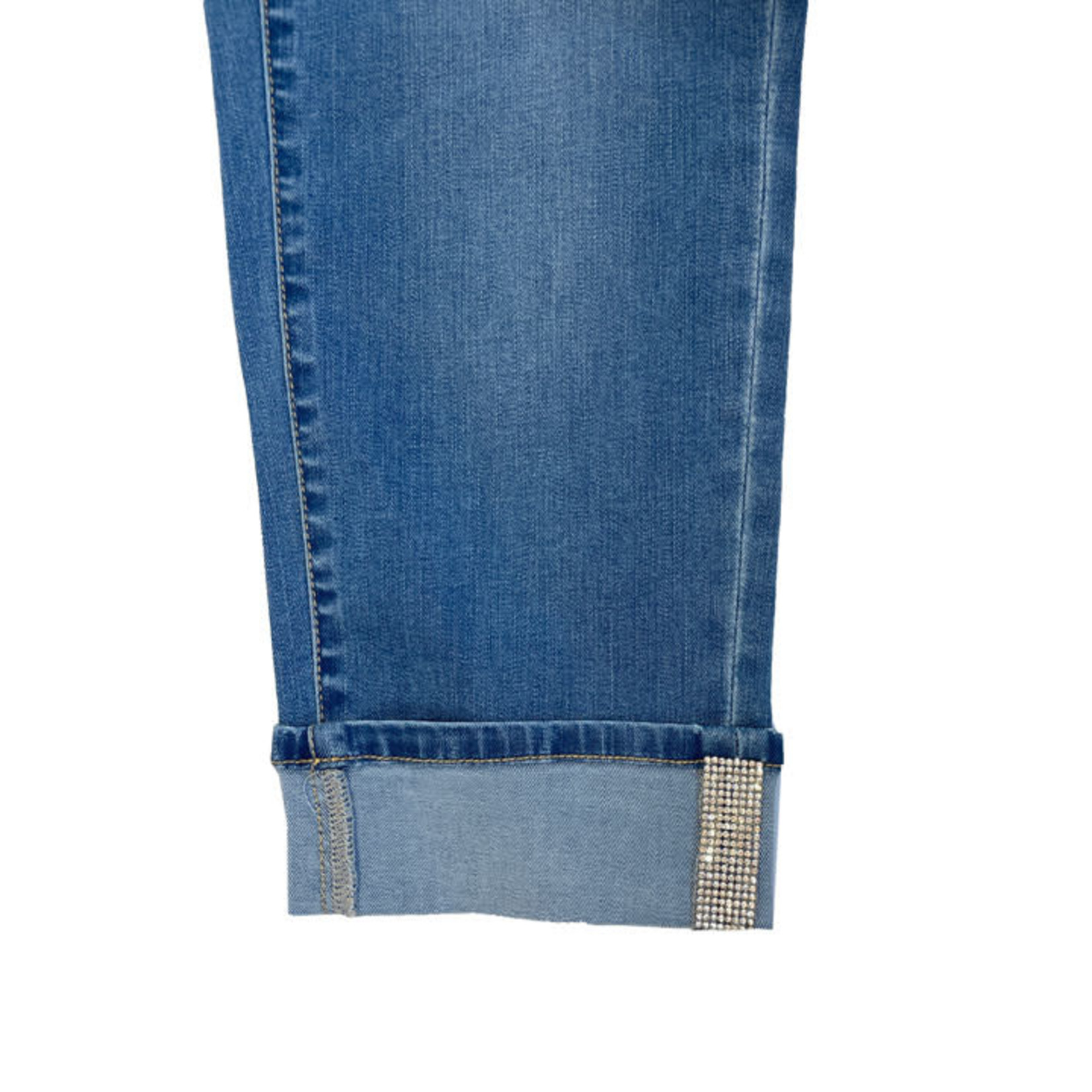 Charmaine Denim Capri w/Crystal Trim Cuff