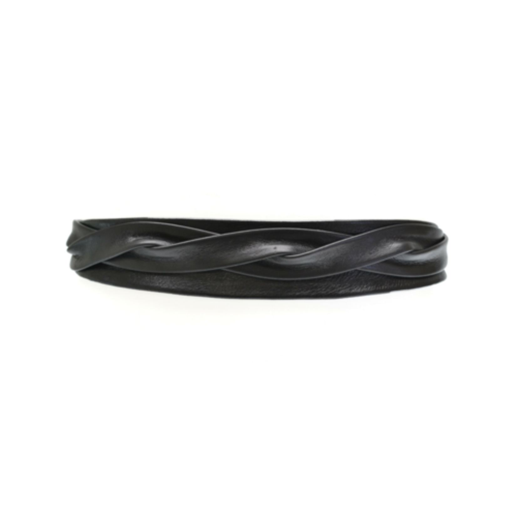 ADA Midi Leather Wrap Belt in Black