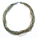 Long Multi Strand Beaded Necklace in Turquoise