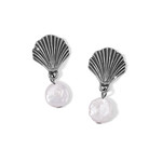 Brighton Silver Shells Pearl Drop Earrings