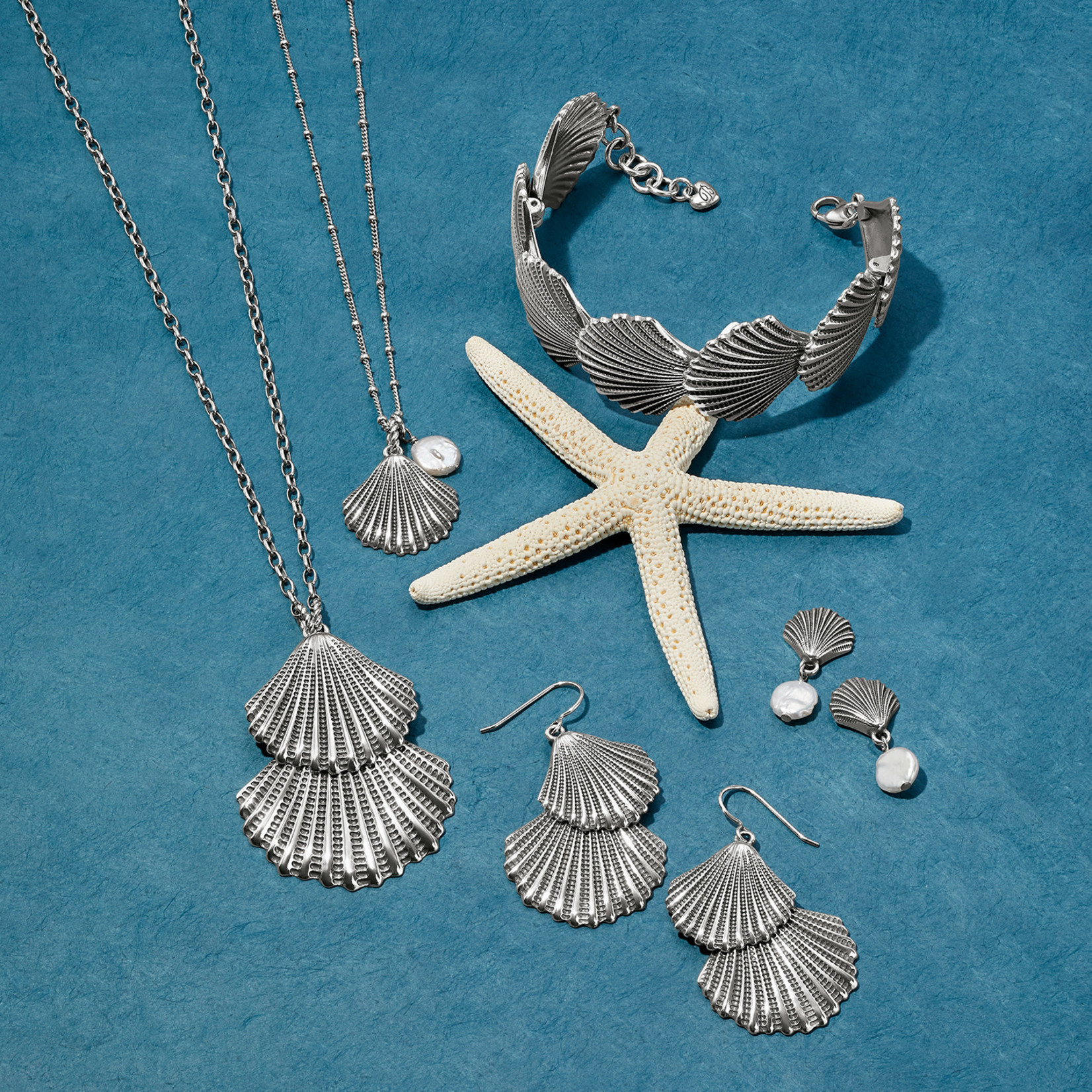 Brighton Silver Shells Two Tier Necklace - Silver, OS