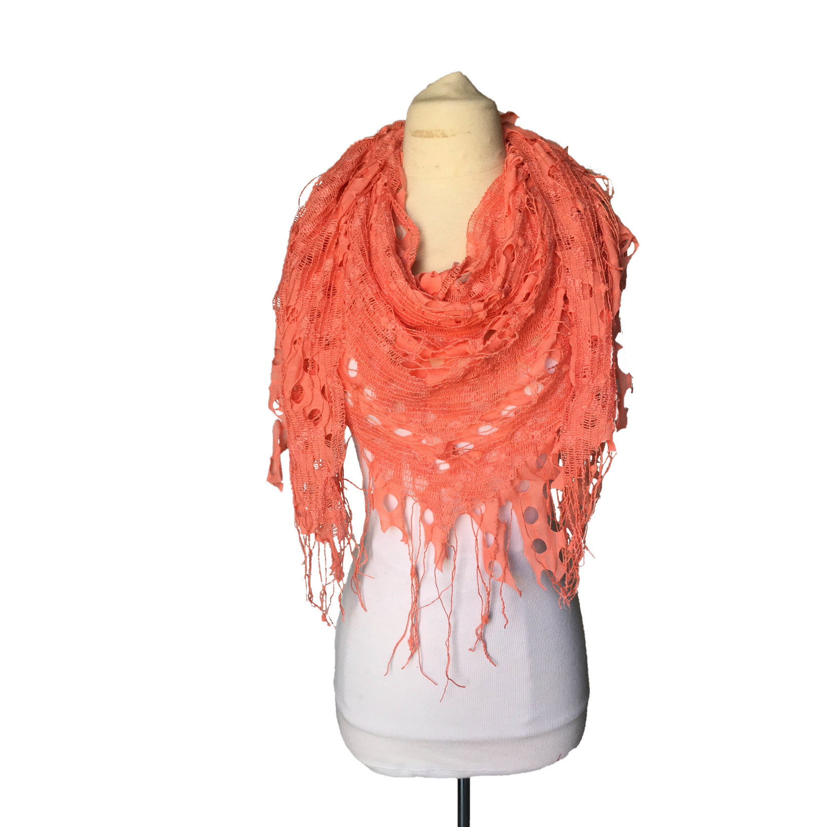 Double Layer Lace Shawl in Coral