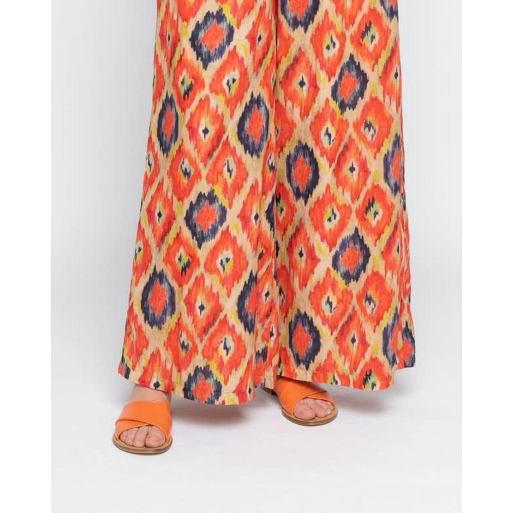 Baci Painterly Diamond Palazzo Pants in Orange