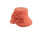 Jeanne Simmons Dk. Coral Split Brim Cloche Hat w/ Flower Detail
