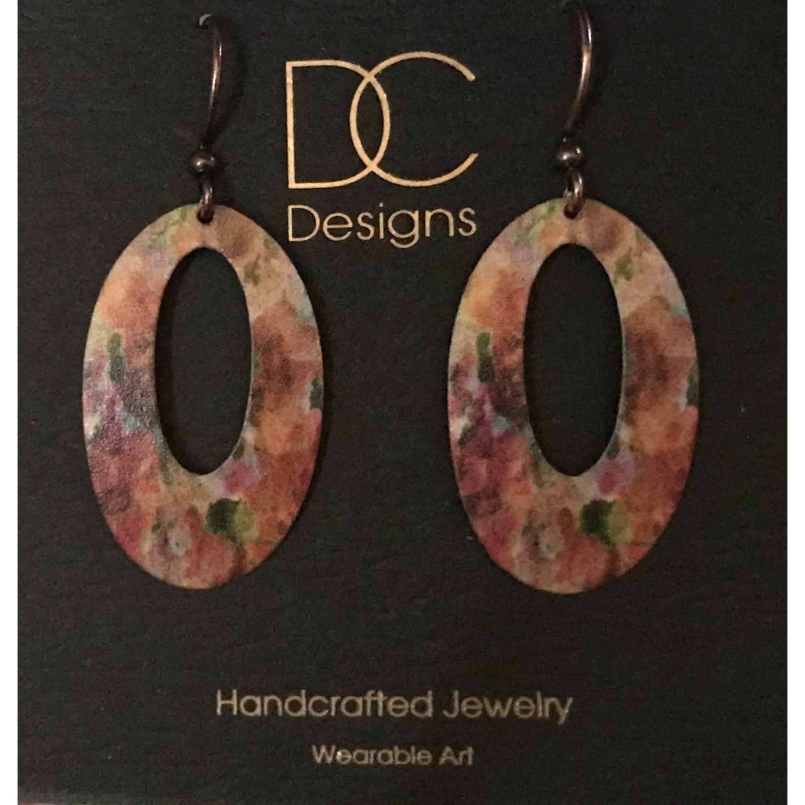 Illustrated Light Open Oval Giclee’ Earrings Oranges