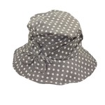 Jeanne Simmons Grey and White Polka Dot Hat w/ Flower Detail