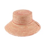 Jeanne Simmons Wide Brim Woven Hat w/ Flat Crown in Red/Tan