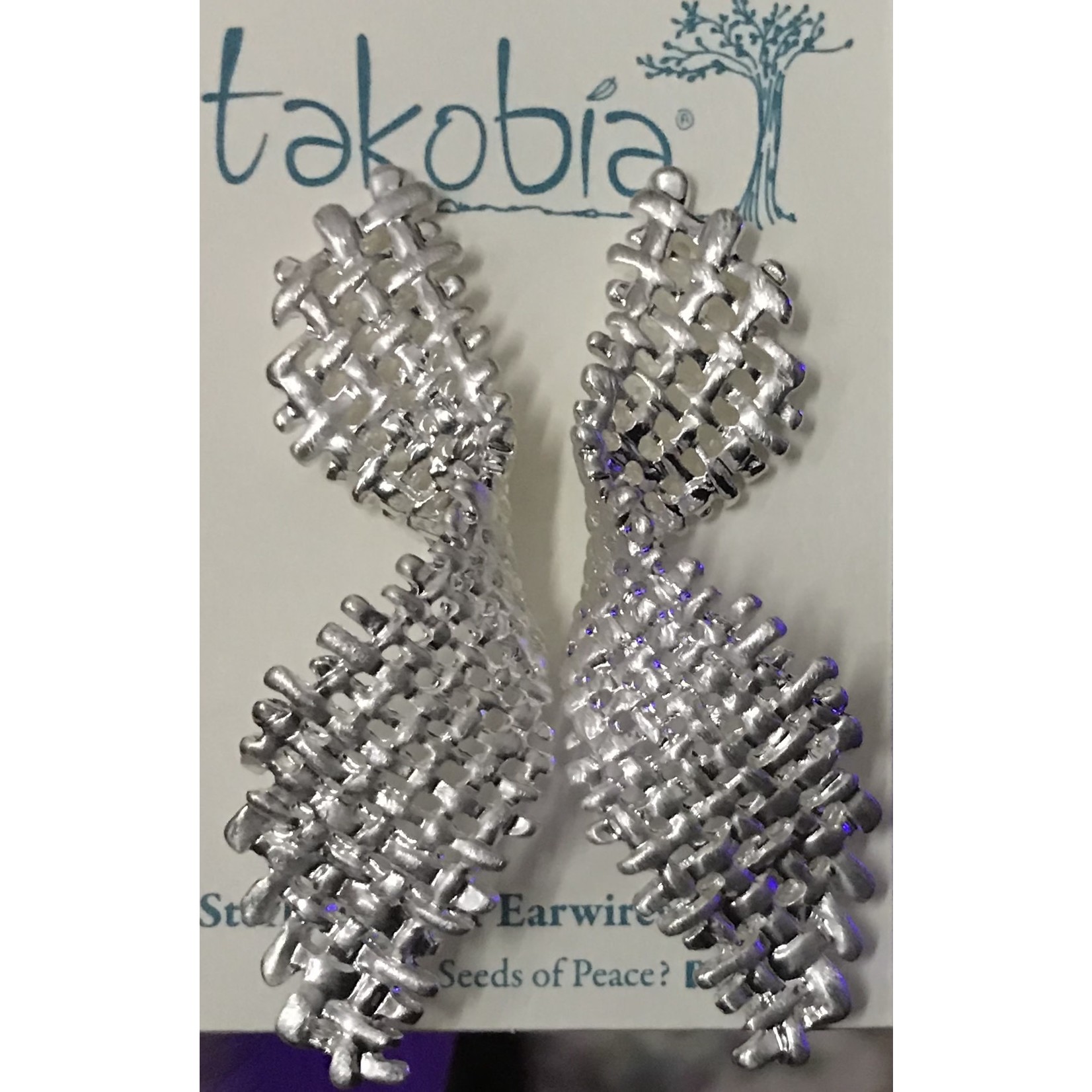 Curvy Mesh Silver Post Earrings