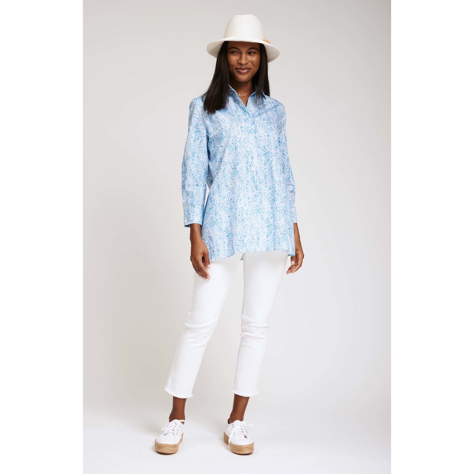 Tyler Boe Madison Poplin Tile Tunic in Blue