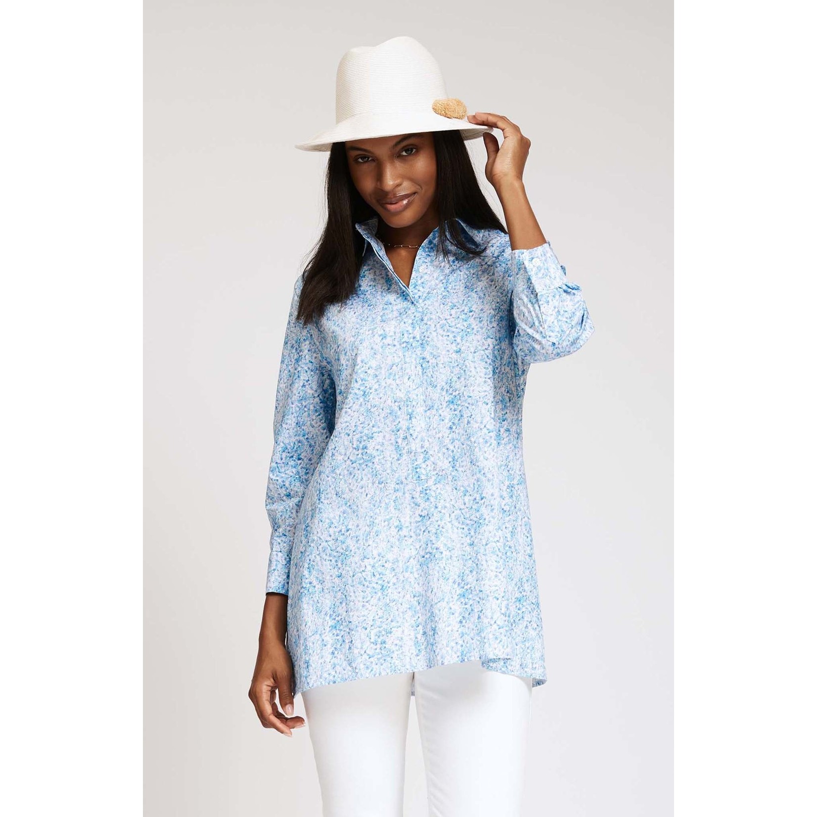 Tyler Boe Madison Poplin Tile Tunic in Blue