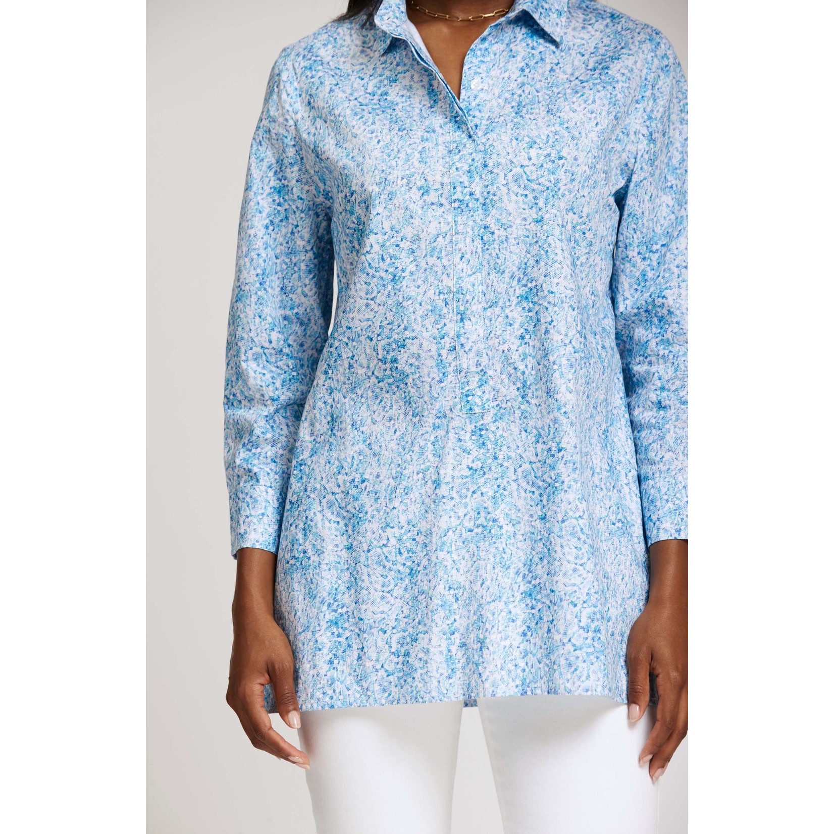 Tyler Boe Madison Poplin Tile Tunic in Blue