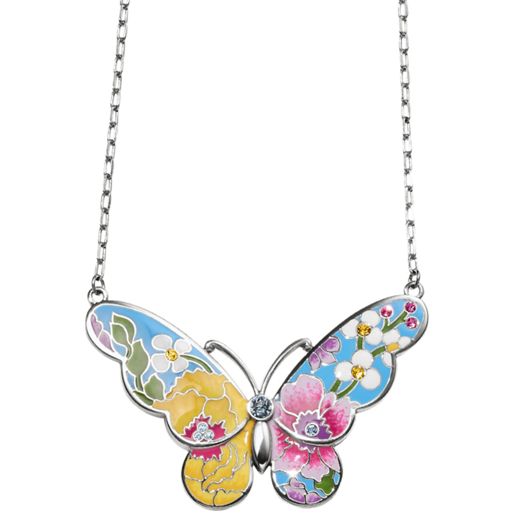 Brighton Blossom Hill Garden Butterfly Silver/Multi Necklace
