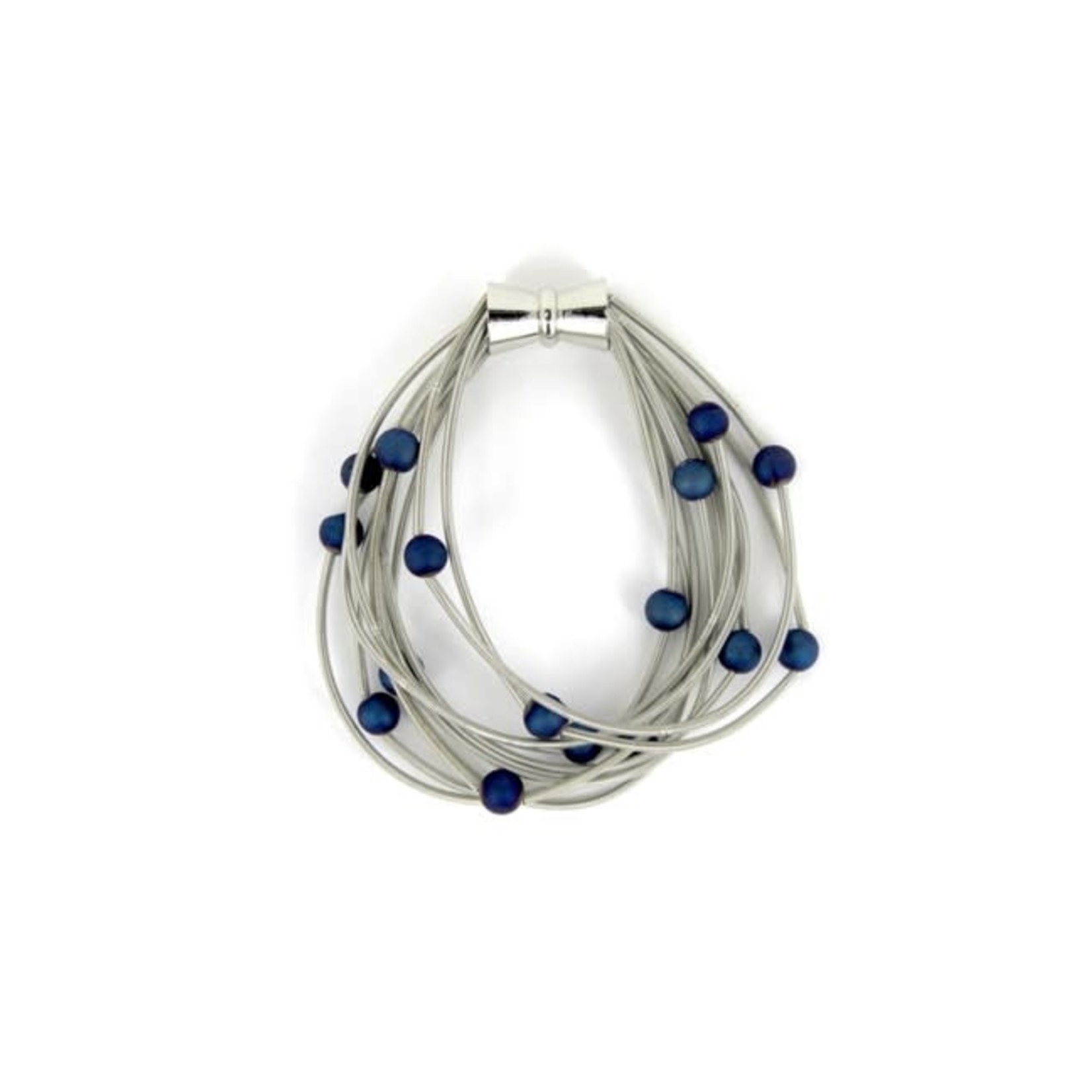 Sea Lily Silver PW 10 Layer Bracelet w/ Blue Geodes