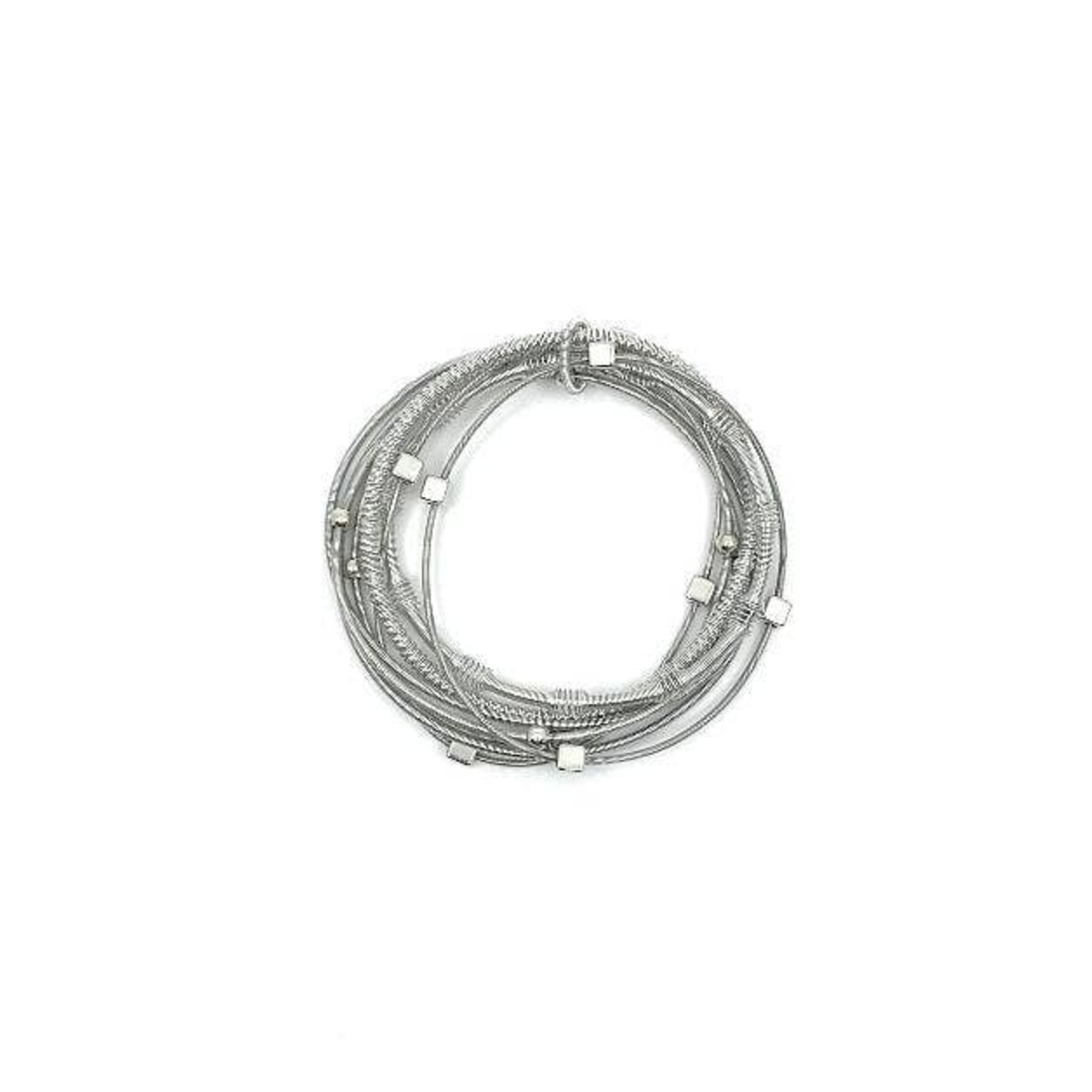Sea Lily Silver Texture Wire Bracelet with Silver Beads