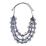 Organic Tagua Jewelry Francesca 3Layer Tagua Necklace in Blue/Gray Combo