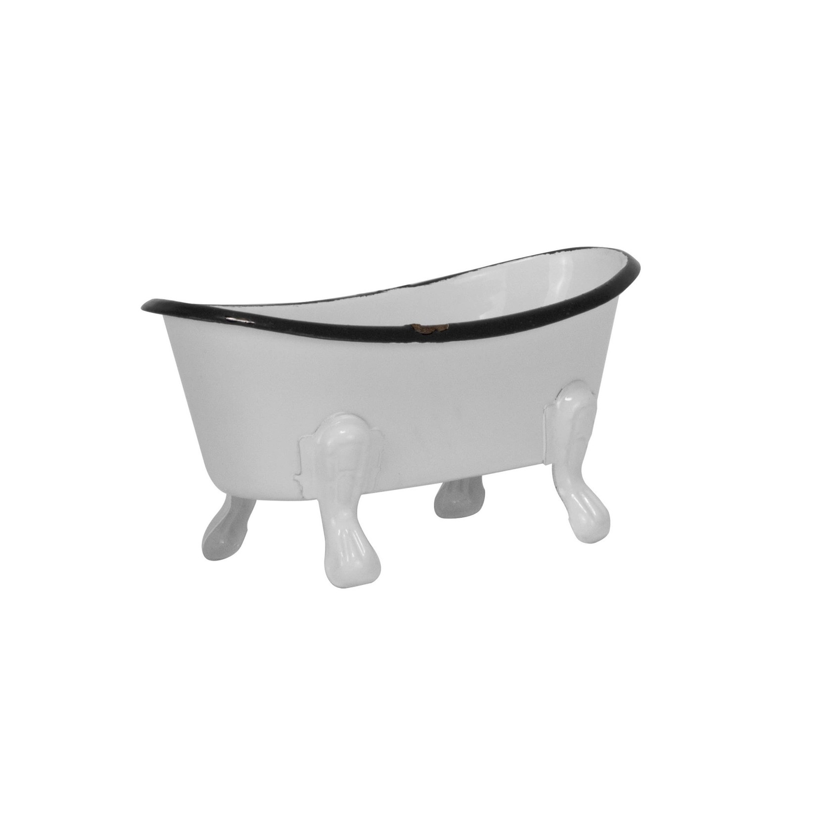 Foreside Home and Garden Mini Enamel Bathtub Soap Dish in White/Black