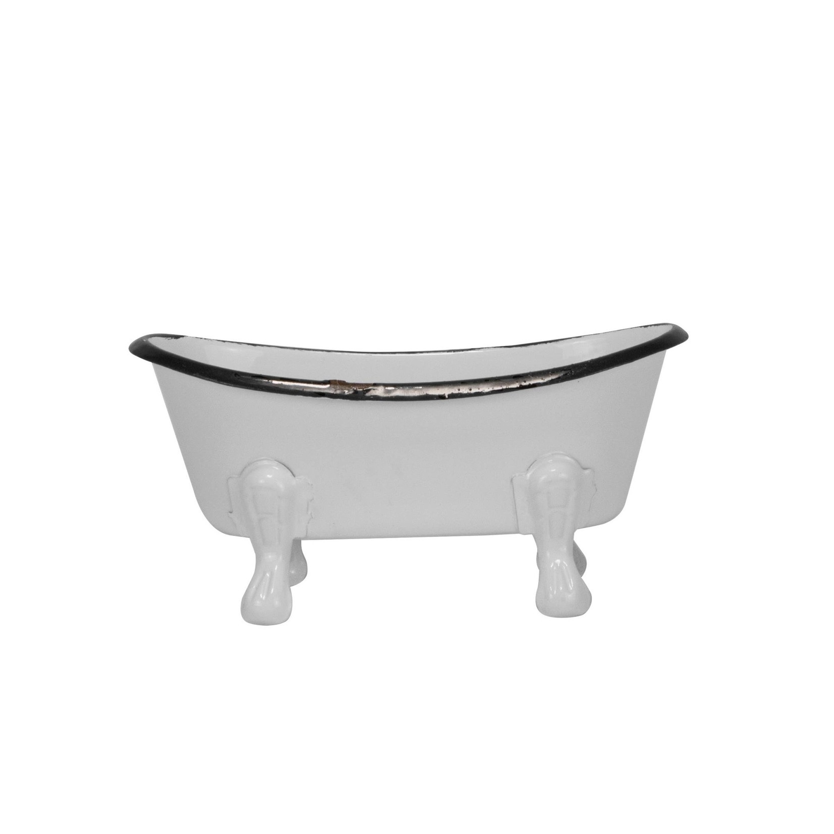 Foreside Home and Garden Mini Enamel Bathtub Soap Dish in White/Black