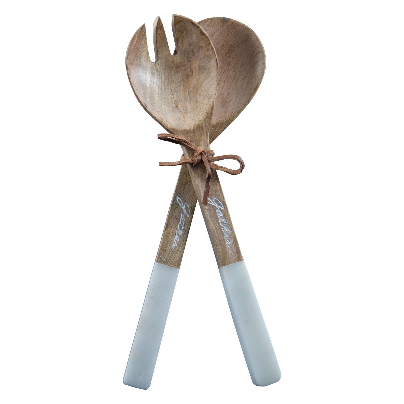 Foreside Home and Garden Gather Marble & Mango Wood Serving Utensils