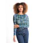 AMB Designs International Green Gaia Second Skin Raw Edge Top in  Cashmere Blue