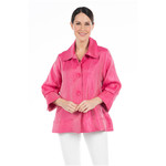 Damee Button Front Short Swing Jacket in Fuchsia