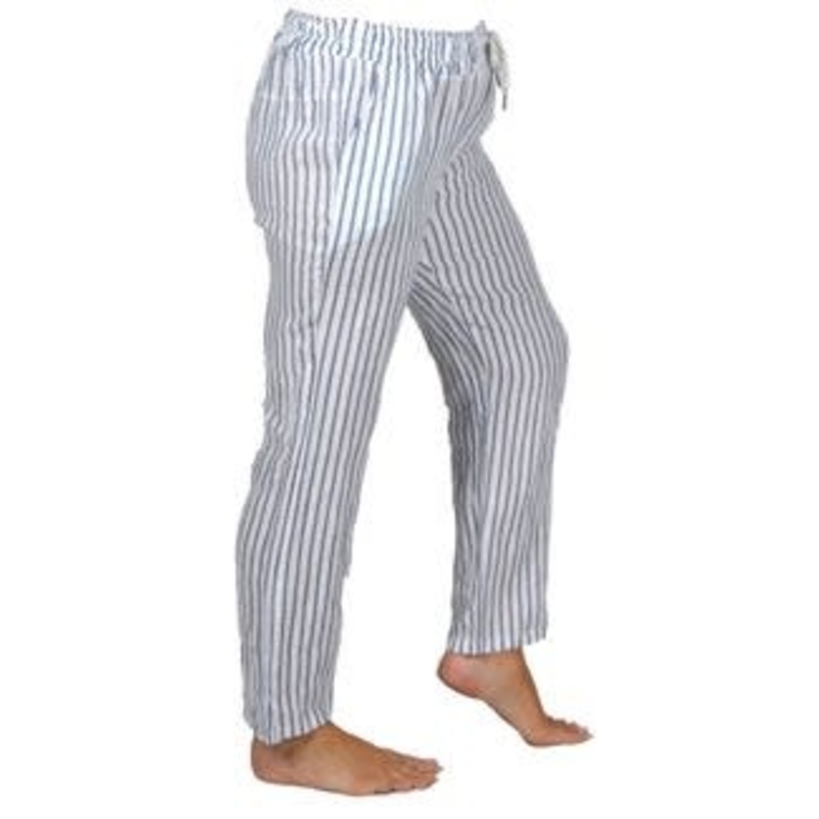 Linen OS Stripe Pant w/Pkts in Blue & White