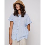 Baci Wash Dyed Tied Short Slv Button-Up Shirt in Sky