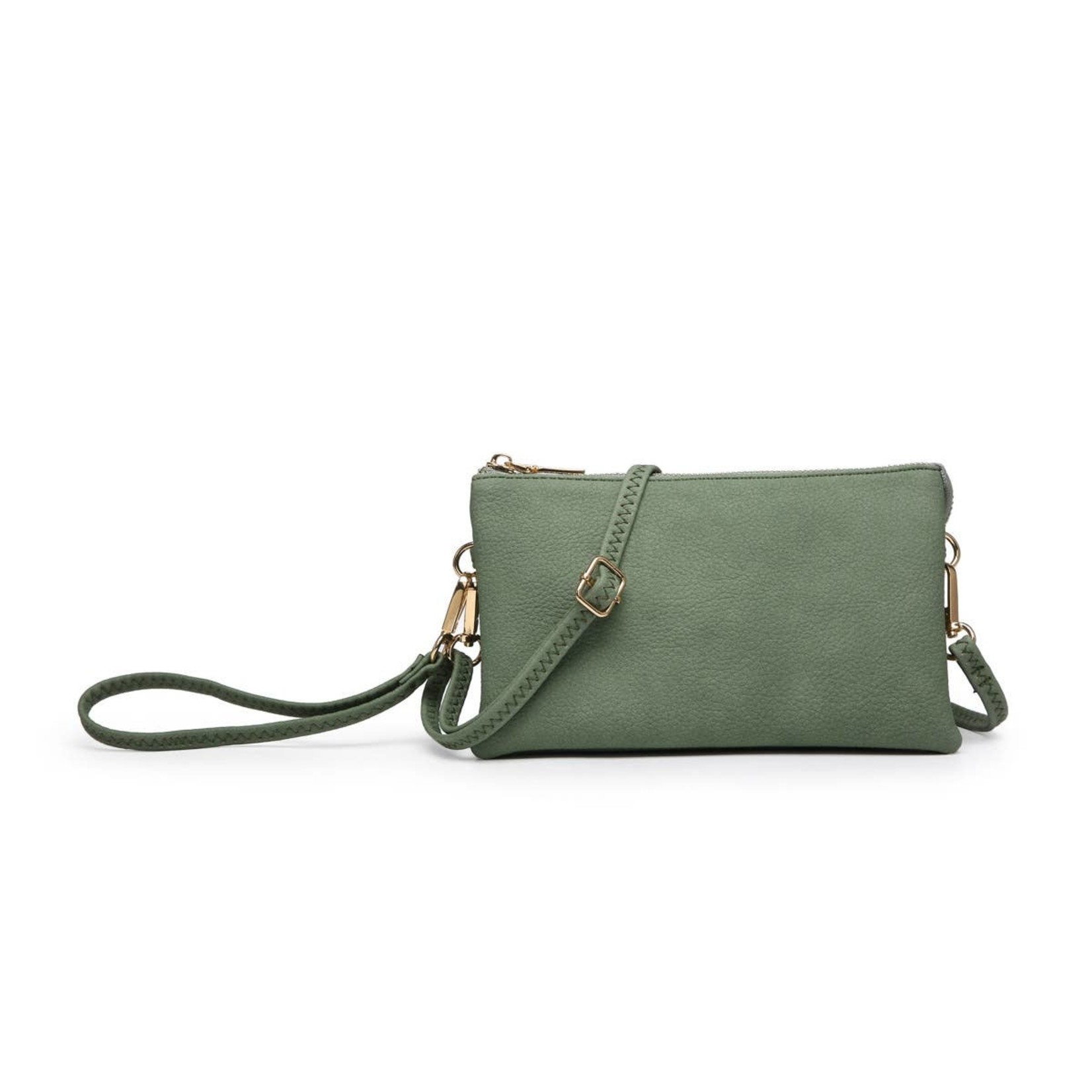 Jen & Co DNR Riley Vegan Leather Double-Sided Wristlet/Crossbody - Army Green (AGN)