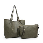 Jen & Co Iris Soft Vegan Tote w/ Bag Inside Olive (OLV)