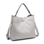 Jen & Co Tati Vegan Woven Textured Satchel in Lt. Grey