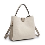 Jen & Co Tati Vegan Woven Diamond Satchel in Ivory