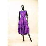 Samuel Dong Long Dress w/ Tiered Skirt and Belt in Violet