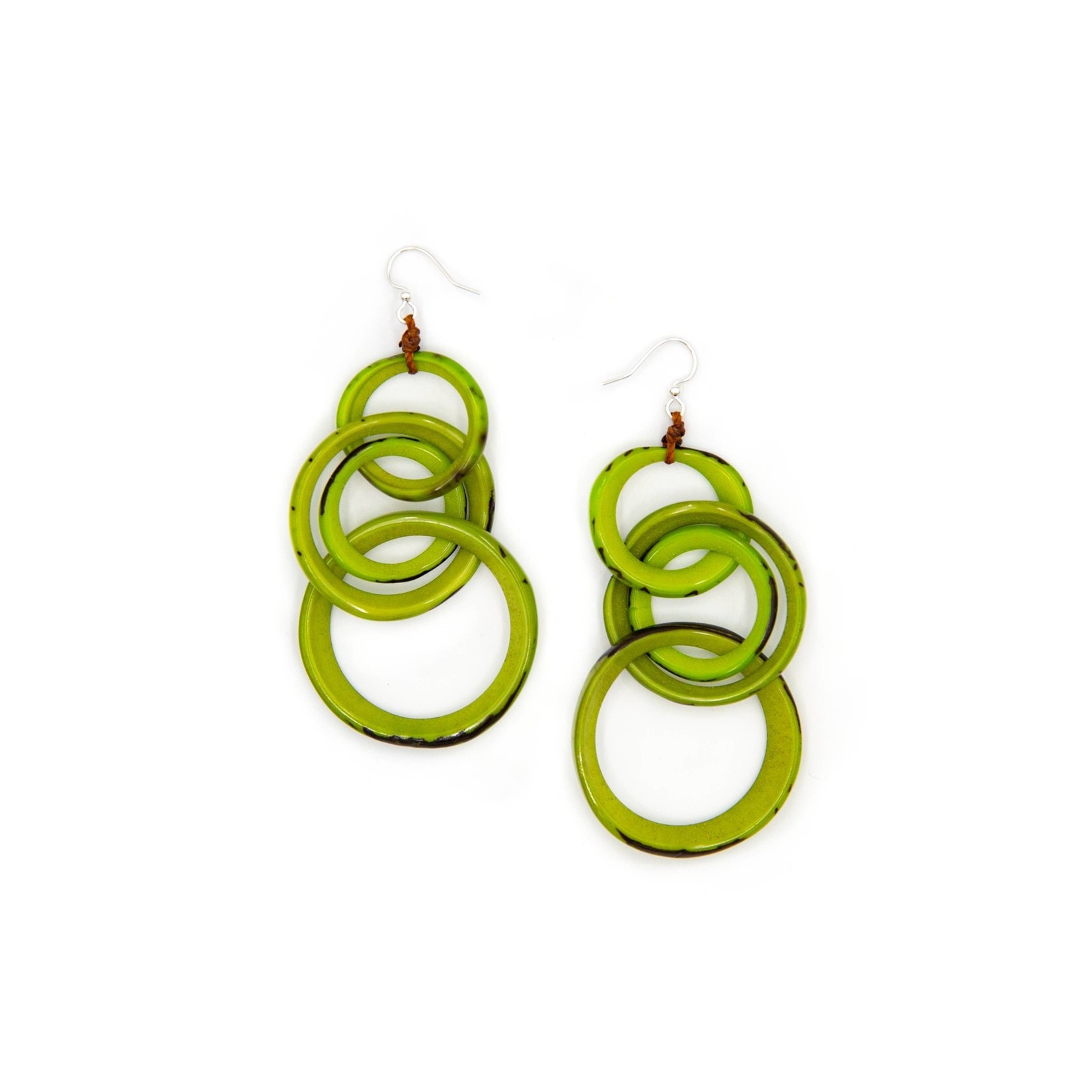Organic Tagua Jewelry Yazmine Multi Loop Tagua Earrings in Lime
