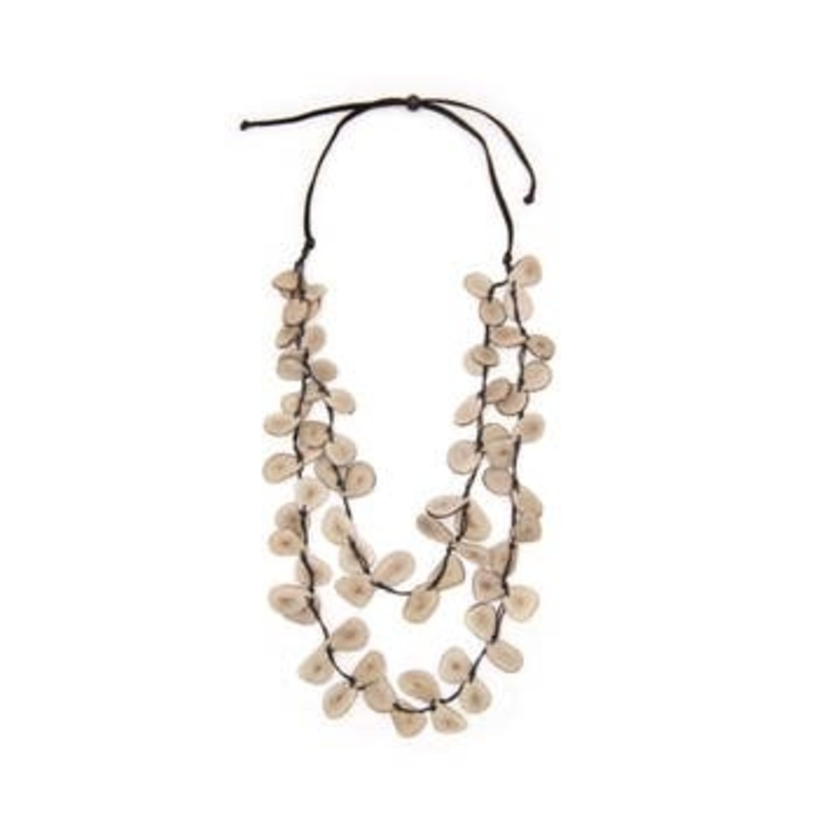 Organic Tagua Jewelry Cielo 2 Layer Long Tagua Necklace in Charcoal Grey