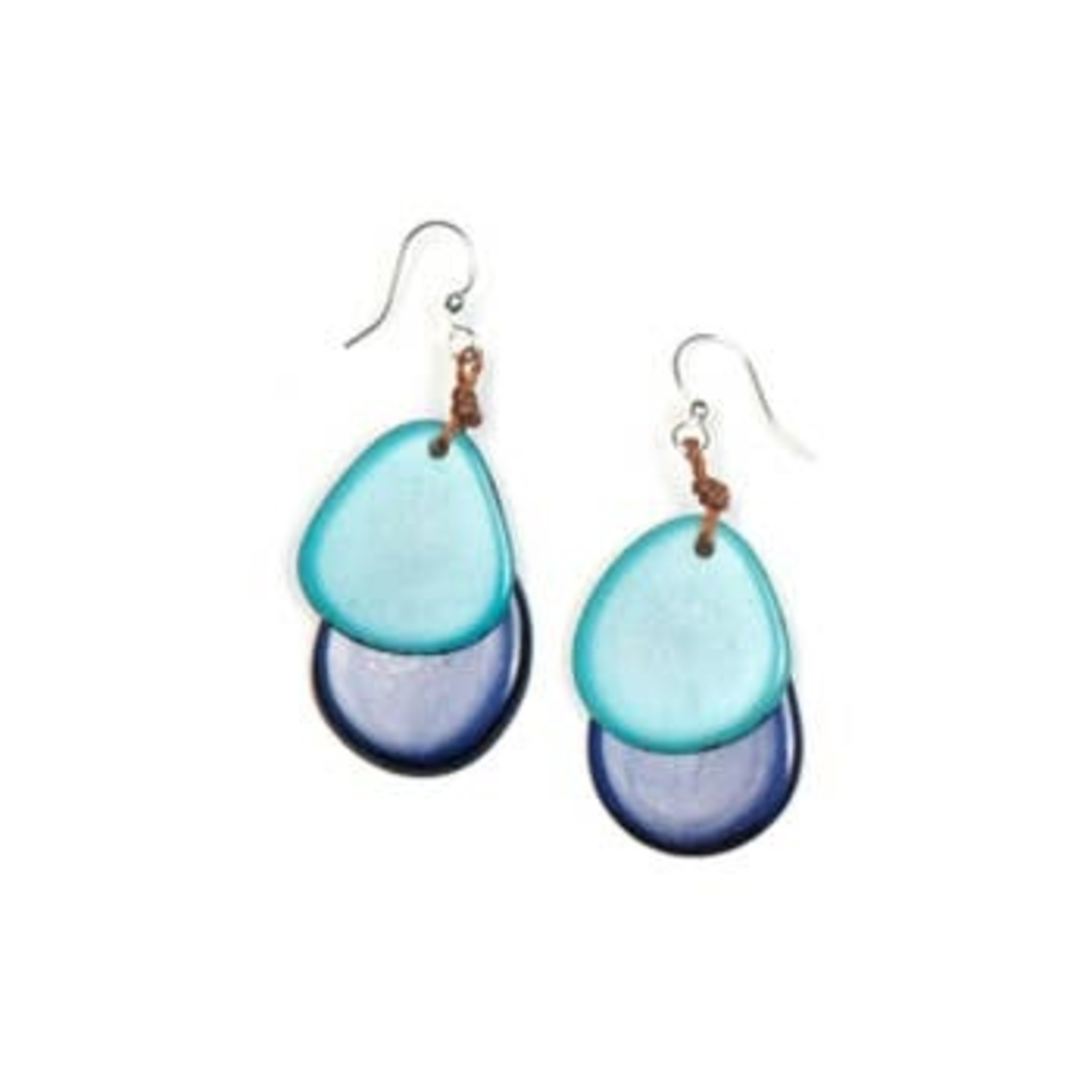Organic Tagua Jewelry Fiesta Tagua Earrings in Turq/Royal Blue