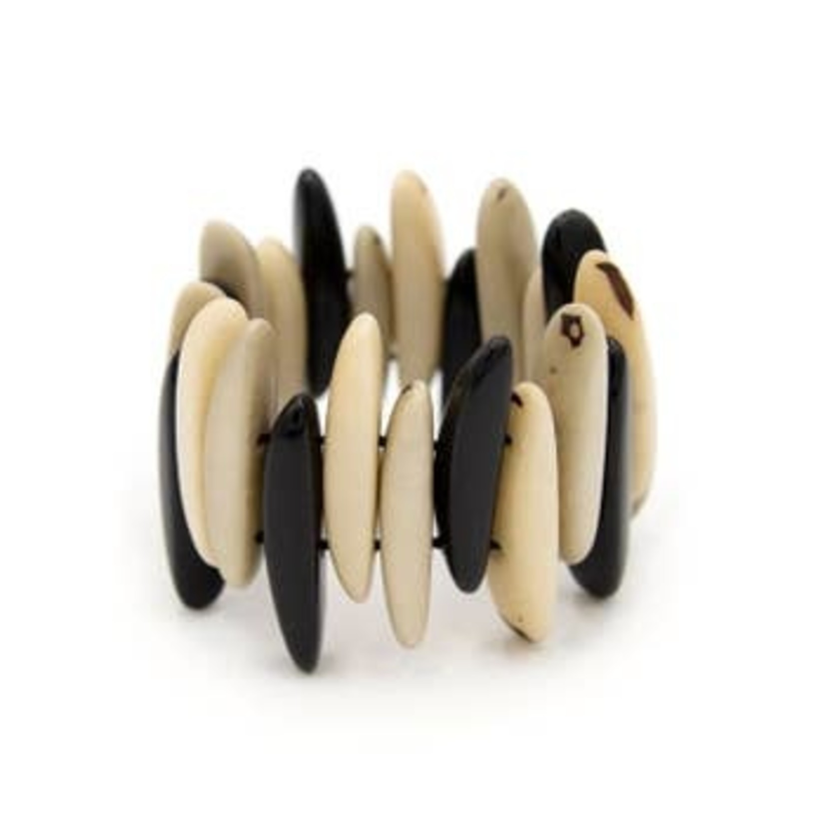Organic Tagua Jewelry Baltra Tagua Bracelet in Onyx/Ivory Combo