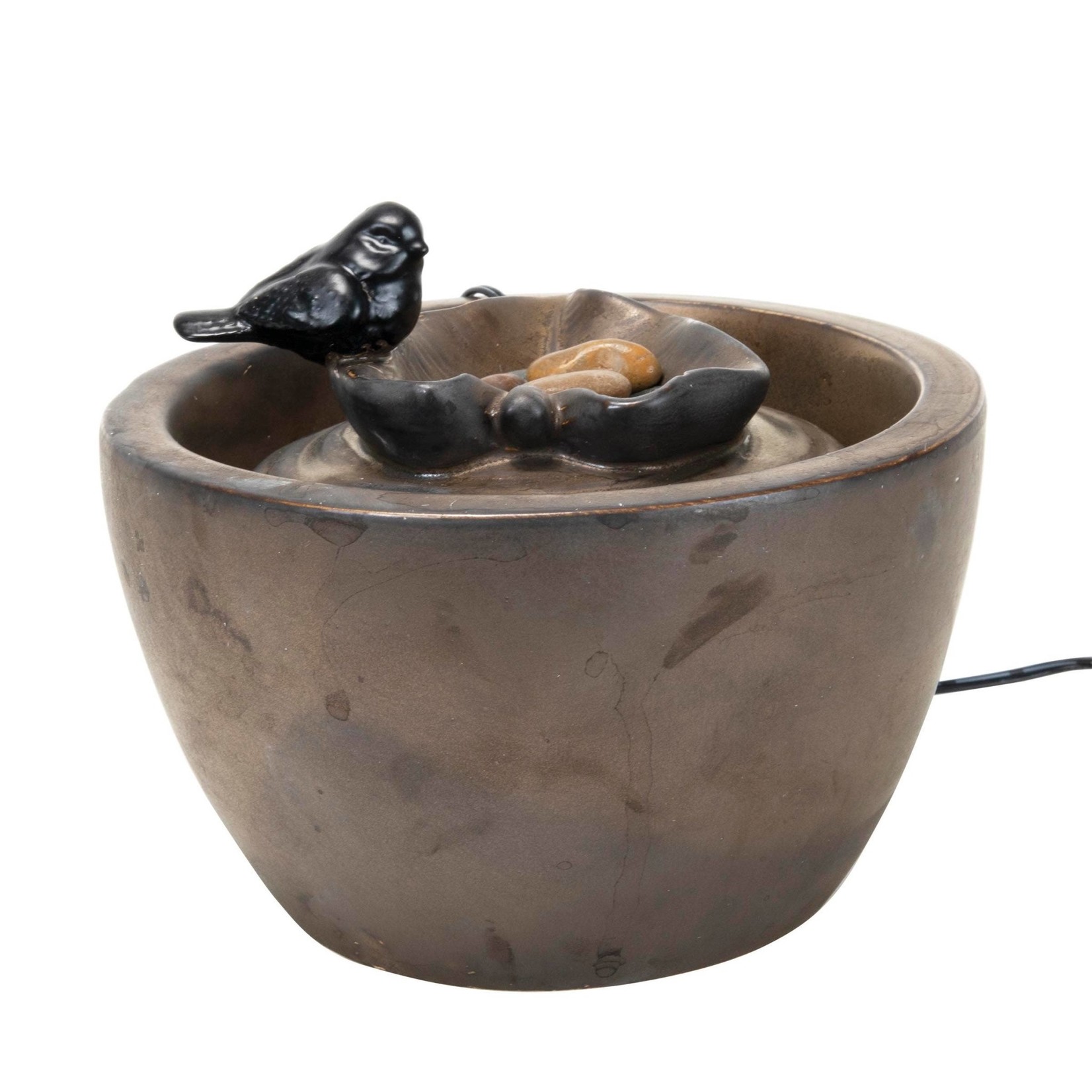 Foreside Home and Garden Sparrow On Leaf Fountain