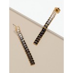 Zenzii Gradient Crystal Stacked Baguette Drop Earrings in Black/White