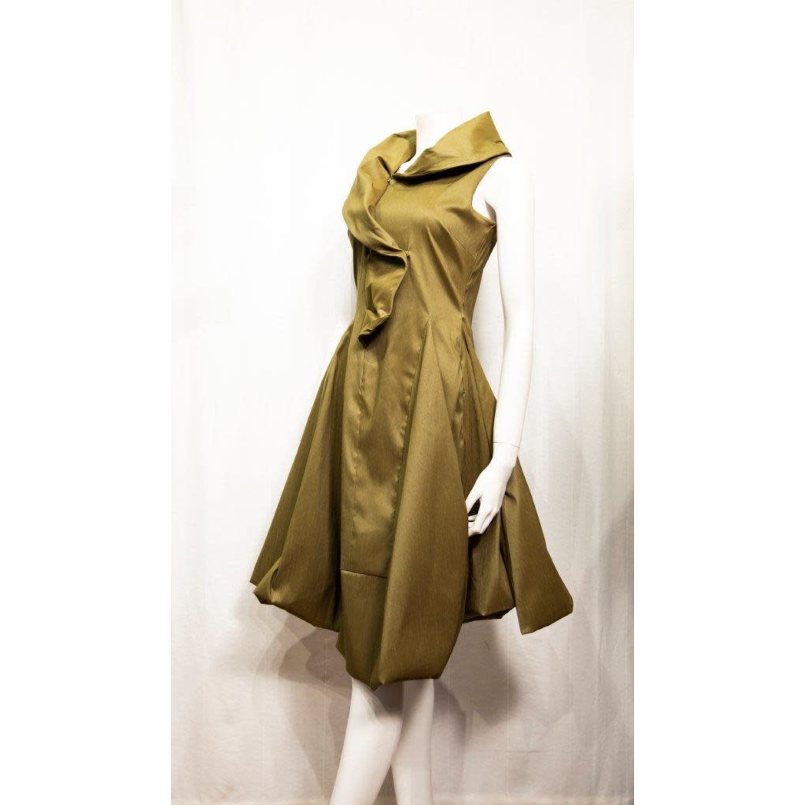 Samuel Dong Wired SD LOGO Neck Sleeveless Bubble Dress - Military