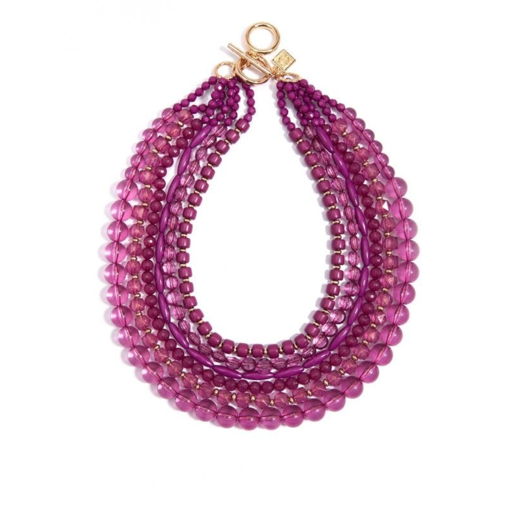 Zenzii Lucite & Resin Beaded Bib Necklace in Berry